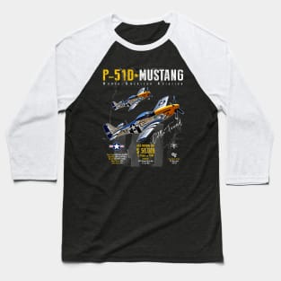 P51 Mustang WW2 Fighter Plane Baseball T-Shirt